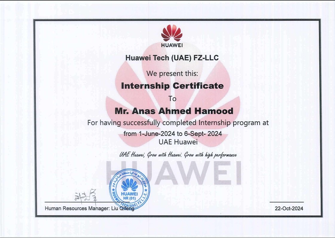 Certificate: Huawei UAE internship