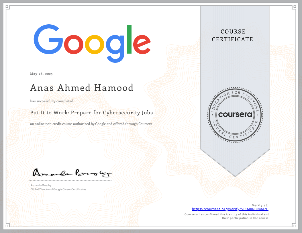 Certificate: Prepare for Cybersecurity Jobs