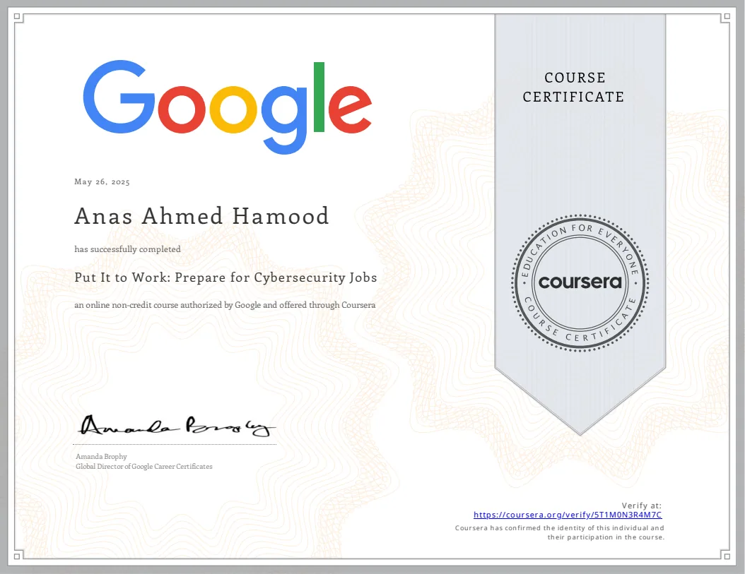 Certificate: Prepare for Cybersecurity Jobs