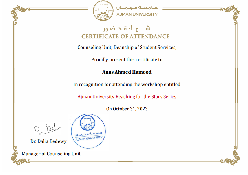 Certificate: Reaching for the Stars Series workshop